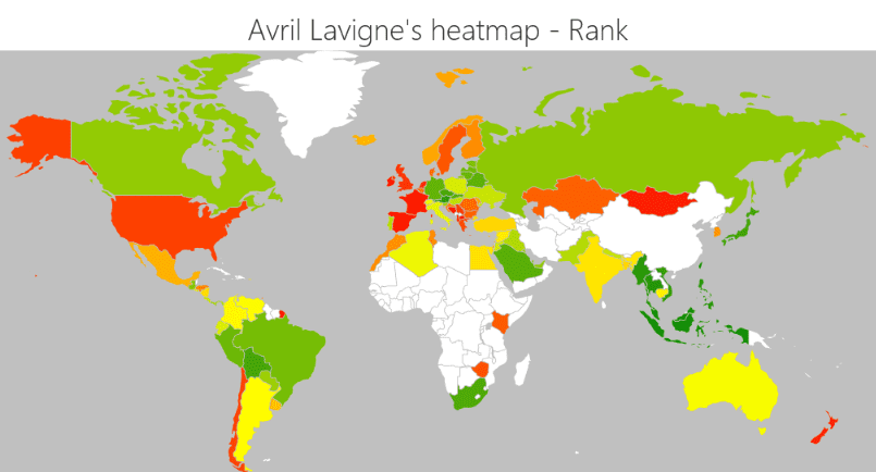 Avril Lavigne’s global heatmap