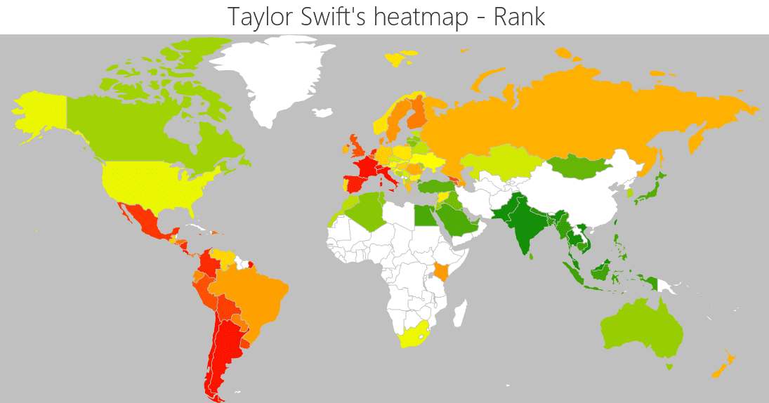 Taylor Swift’s global heatmap