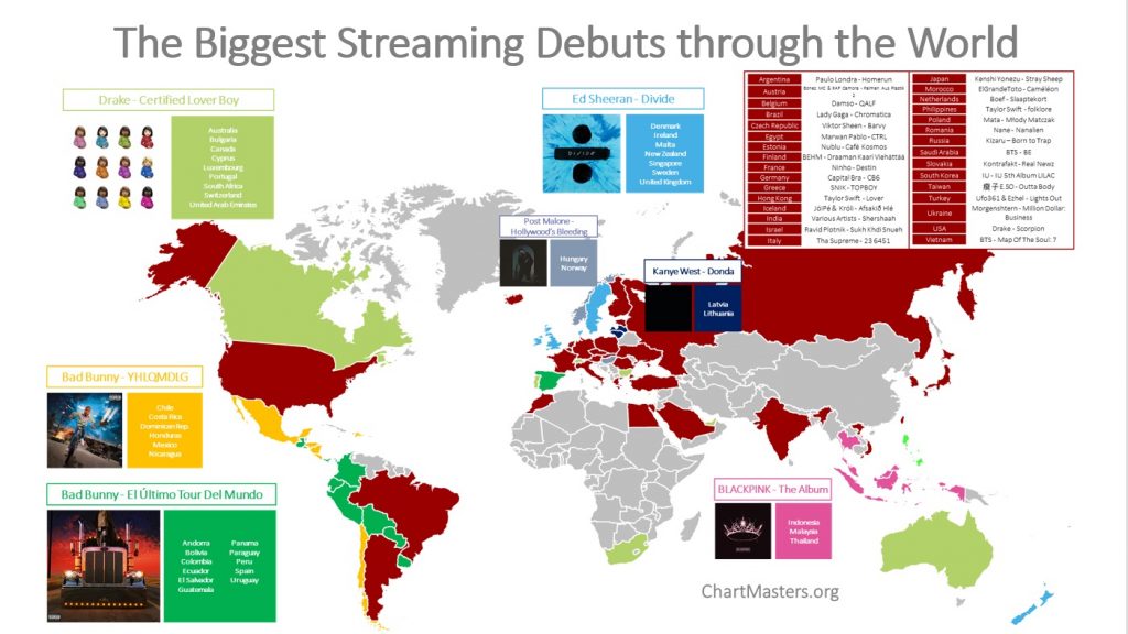 Spotify biggest debuts world map